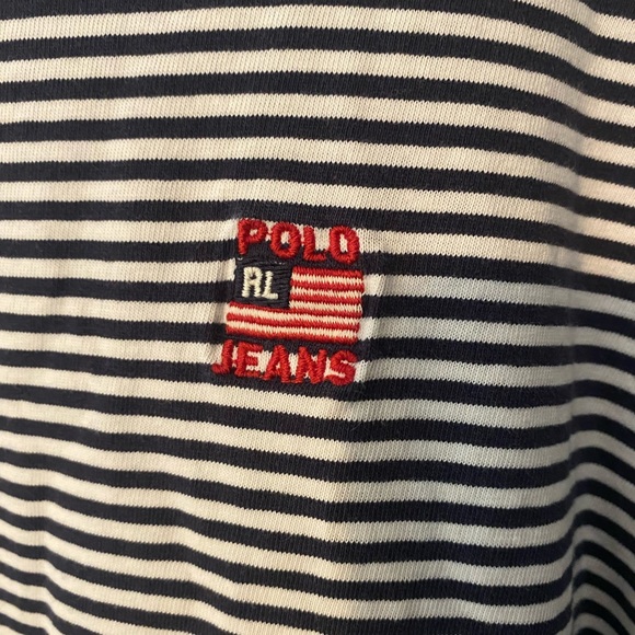 🎄🎄Polo Jeans Co. Ralph Lauren Striped T Shirt Size Large Crew Neck Beefy T - Picture 2 of 3